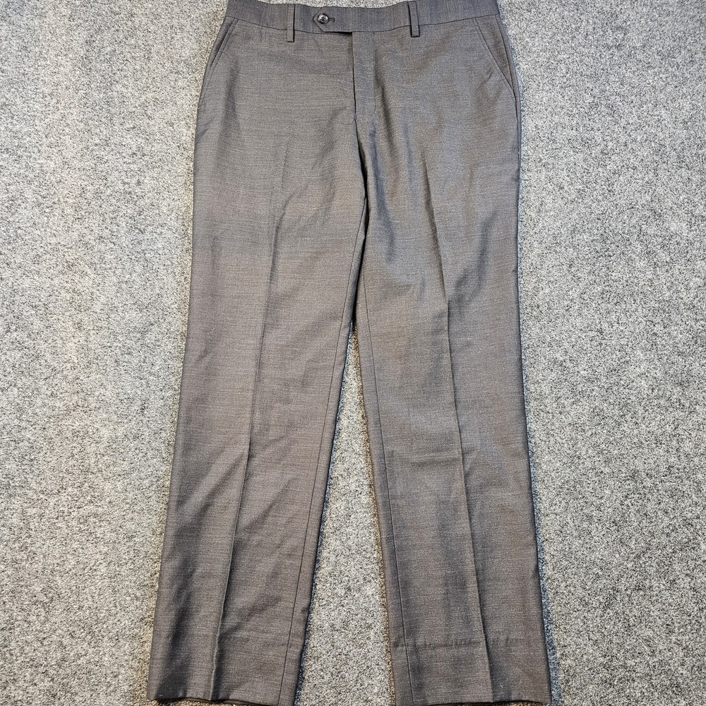 Tiglio Luxe Dress Pants Mens 36R Gray Lanificio Di Biella 100% Wool Flat Front